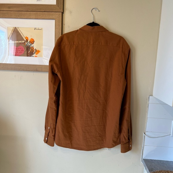 National standards men’s large made in china cotton orange button shirt - Picture 7 of 8